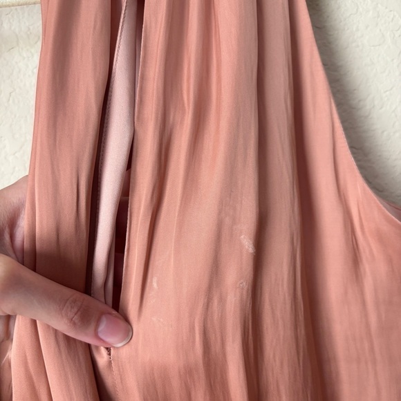 Blue Life Boho Satin High Neck Halter Flirty Smocked Waist Mini Dress - Picture 13 of 13